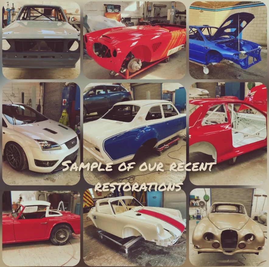 Collage of recent classic and motorsport restorations